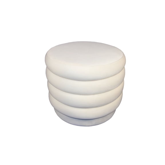 Thor 21" Round Modern Velvet Fabric Ottoman in Dove White