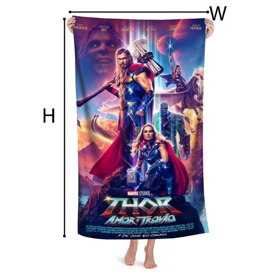 Thor: Amor e Trovão Movie Gifts Beach Towel for Women Kids Birthday Bath Outdoor Quick Dry Lightweight 30.7×51in