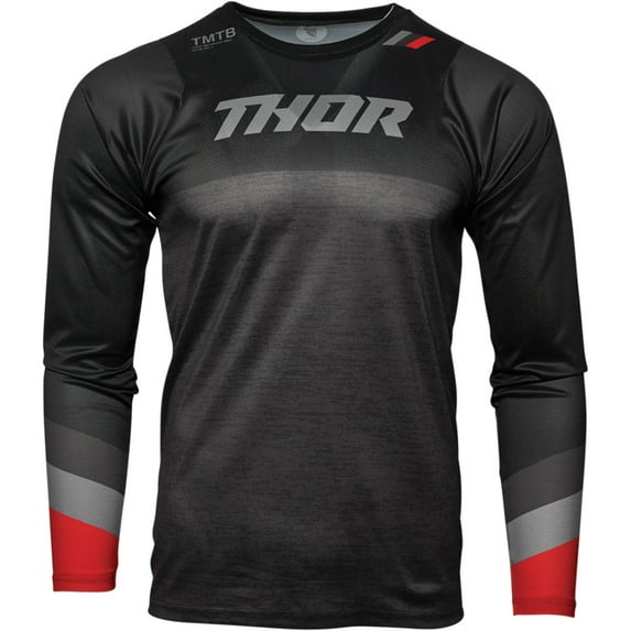 Thor Assist Long Sleeve Men's Mountain Bike Jersey, Black/Heather Gray (XL)