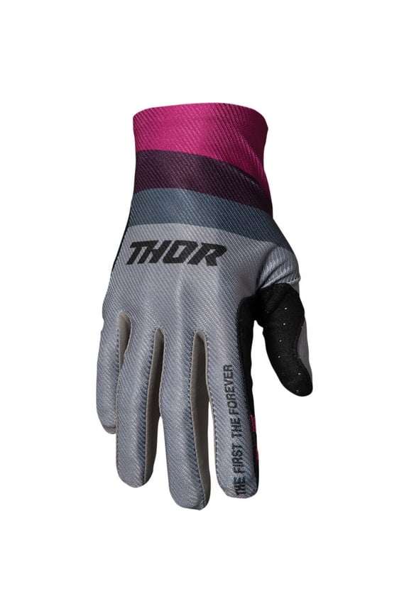 Assist React Mens MTB MX Offroad Gloves Gray/Purple MD