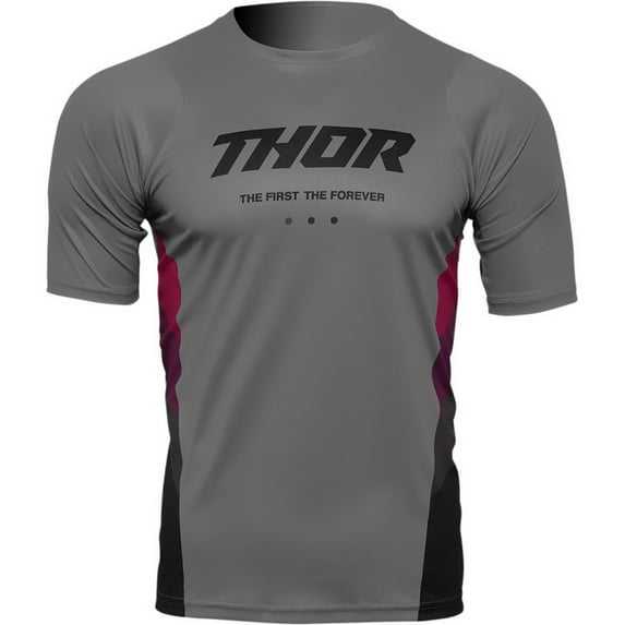 Thor Assist React Mens MTB Mountain Bike Jersey Gray/Purple SM
