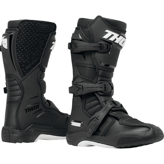 Thor Black/White Motorcycle Boots Y1 for Child