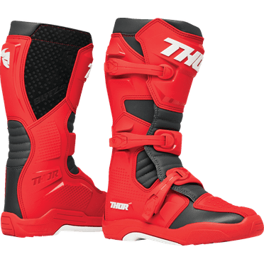 Thor Blitz XR Motocross Offroad Riding Boots - Red/Charcoal - 14
