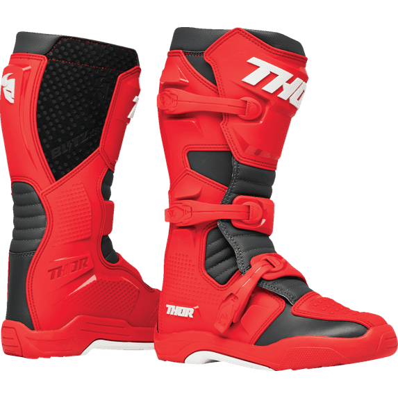 Thor Blitz XR Motocross Offroad Riding Boots - Red/Charcoal - 9