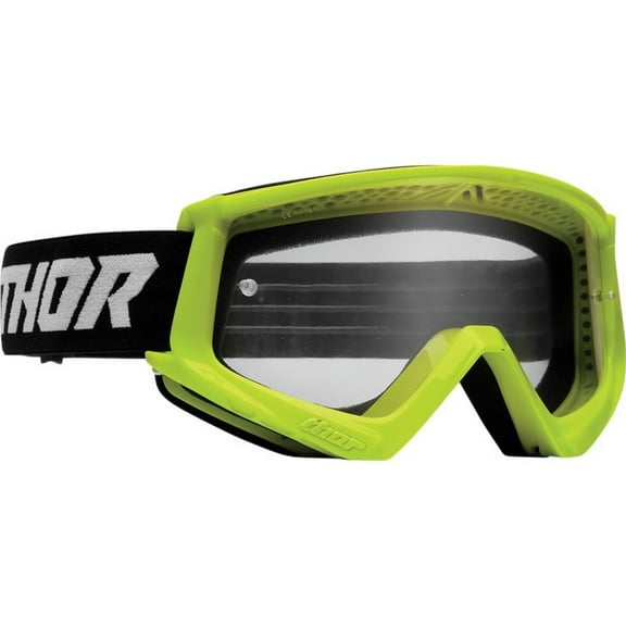 Thor Drilled frame, Anti-fog Adjustable woven strap, Green Motorcycle Googles for Combat Racer