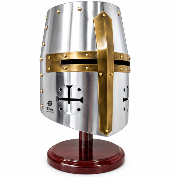 Thor Crusader's Templar's Knight Halloween costumes Helmet (LARP/SCA/Medieval) Silver Rustic Vintage Home Decor Gifts