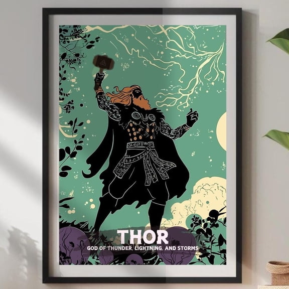 Thor God Poster: Norse Mythology Fine Art Print Home Decor Office Wall Art Home Decor Office Wall Art