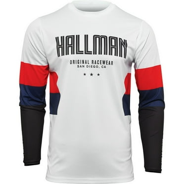 Thor Moisture Wicking Men Motorsport Jerseys, Leather, White/Red