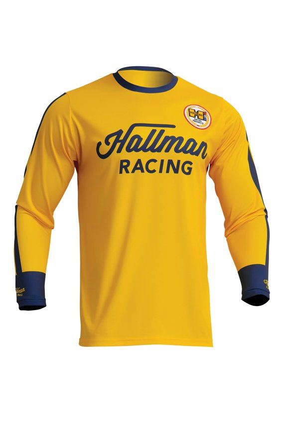 Hallman Differ Roosted Mens MX Offroad Jersey Lemon/Navy SM