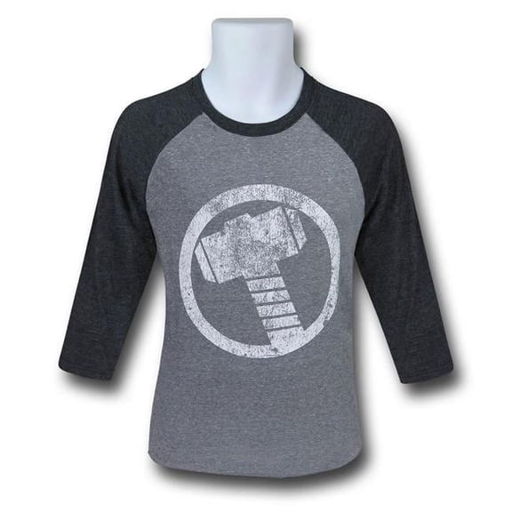 Thor Hammer Symbol Men's Baseball T-Shirt-Small