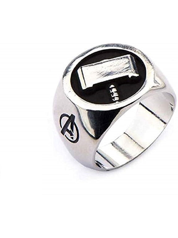 Thor Hammer Symbol - Stainless Steel Officially Licensed Mens Ring, Size - 9