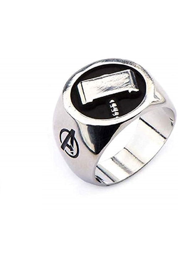 Thor Hammer Symbol - Stainless Steel Officially Licensed Mens Ring, Size - 9