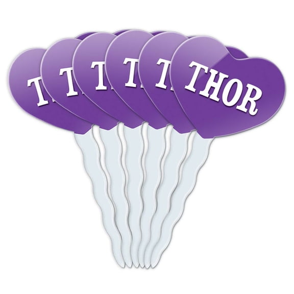 Thor Heart Love Cupcake Picks Toppers - Set of 6