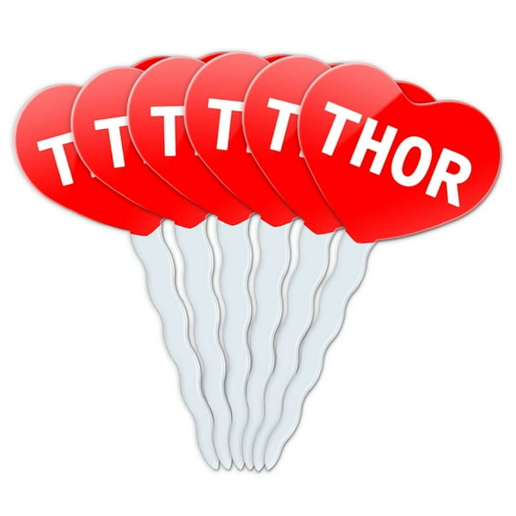 Thor Heart Love Cupcake Picks Toppers - Set of 6