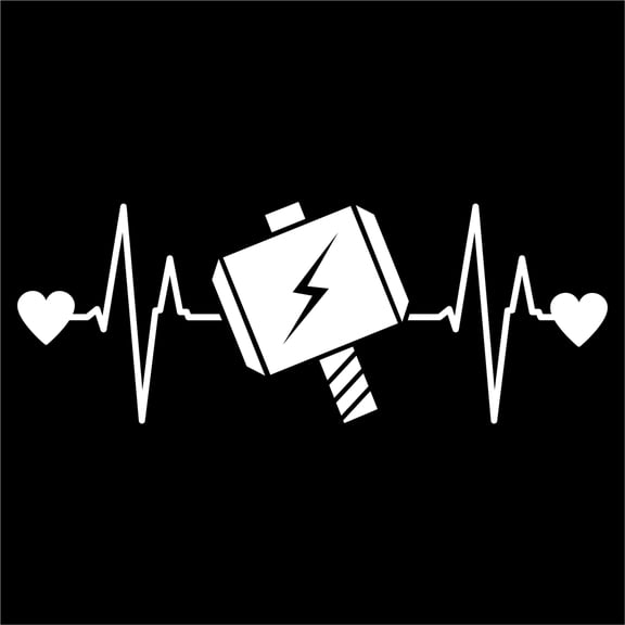 Thor Inspired Heartbeat Decal Sticker | 7-Inches By 2.6-Inches | White Vinyl