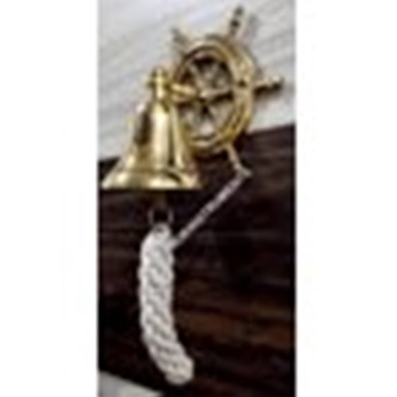 Thor Instruments Antique Brass Nautical Plated Hanging Ship Wheel Bell 3" Home Decor Gift Item