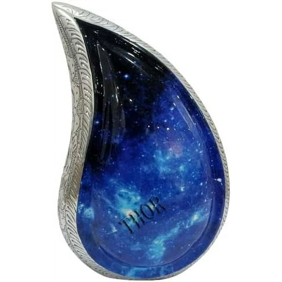 Thor Instruments Beautiful Blue Teardrop Urns for Human Ashes Urns Keepsake in Loving Memory Love urns Roman Blue Silver Teardrop Cremation Urn