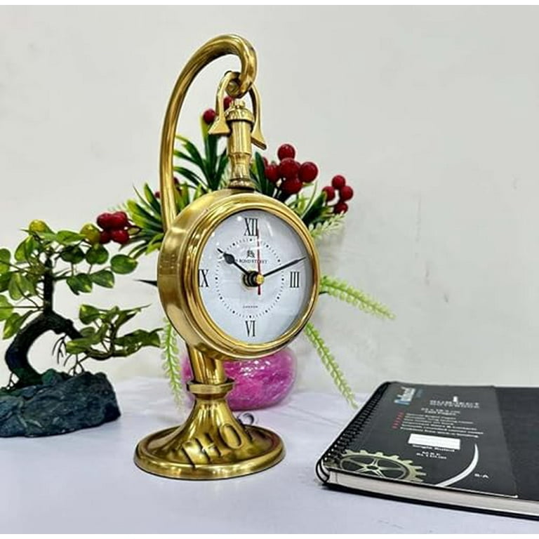 Thor Instruments Beautiful Nautical Marine Vintage Brass Desk Clock Table  Clock Antique Nautical Clock Brass Antique Table Clock for Home and Office