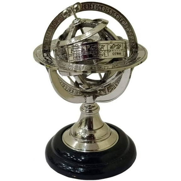 Thor Instruments Brass Armillary Sphere Astrolabe On Black Wooden Base Nautical Gift