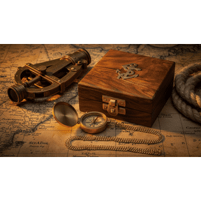 Thor Instruments Brass Nautical Hand Made Push Button Pocket Compass Directional Compass Fully Working W/Wooden Box