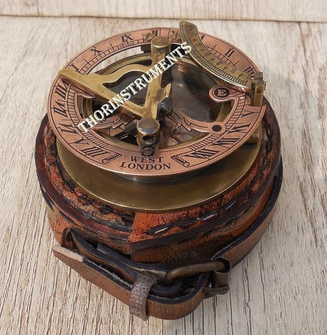 Thor Instruments Brass Sundial Compass - Pocket Sundial -Brass Antiques West London Rustic Vintage Home Decor Gifts