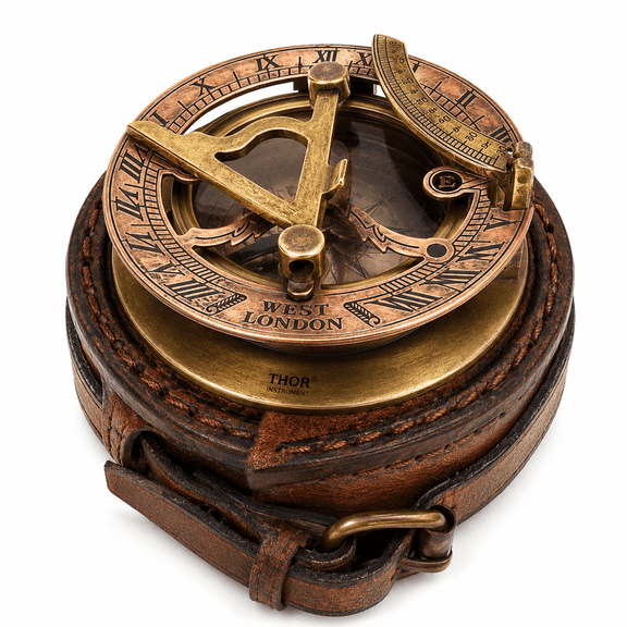 Thor Instruments Brass Sundial Compass - Pocket Sundial -Brass Antiques West London Rustic Vintage Home Decor Gifts