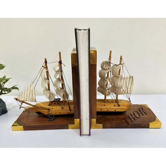 Thor Instruments Collectible Boat Bookend Tree of Life bookend, Bookends for Shelves Boat Bookends with Real Boat Rigging Home Decorative