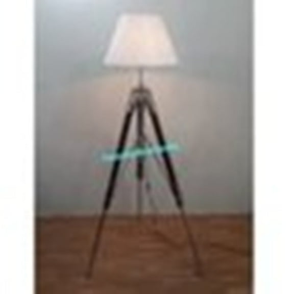 Thor Instruments Contemporary Chrome Design for Modern Living Rooms Brown Wood Tripod Floor Lamp Rustic Vintage Home Decor Gifts
