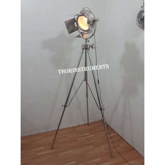 Thor Instruments Designer Marine Floor Lamp, Chrome Spot Studio Chrome Steel Tripod Floor Lamps Search light Rustic Vintage Home Decor Gifts