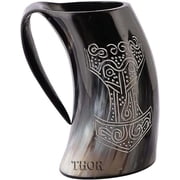 Thor Instruments Drinking Horn Mug Authentic Thor Engraved Handmade Ox Horn/Beer Drinking Mugs/Viking Drinking Horn/Beer Mug Men & Woman