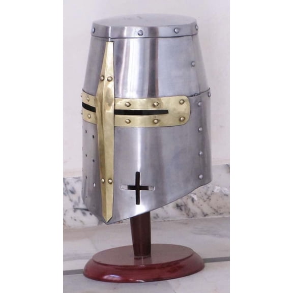 Thor Instruments Helmet Replica Home Decoration, Templar Crusader Knight Halloween Adult, Silver, 70 cm, 1 Count