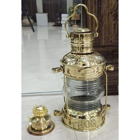 Thor Instruments Nautical Brass Anchor Oil Lamp Leeds Burton Maritime Ship Lantern 14"
