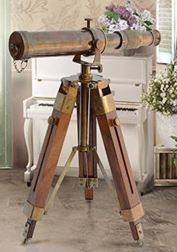 Thor Instruments Nautical Brass Antique Telescope Spyglass with Wooden Stand Home Decor Gift Rustic Vintage Home Decor Gifts