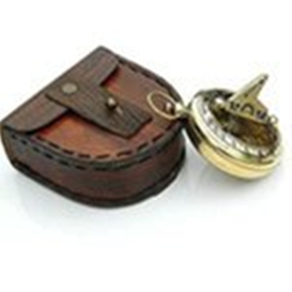 Thor  Instruments Pocket Sundial Compass in Handmade Leather Case