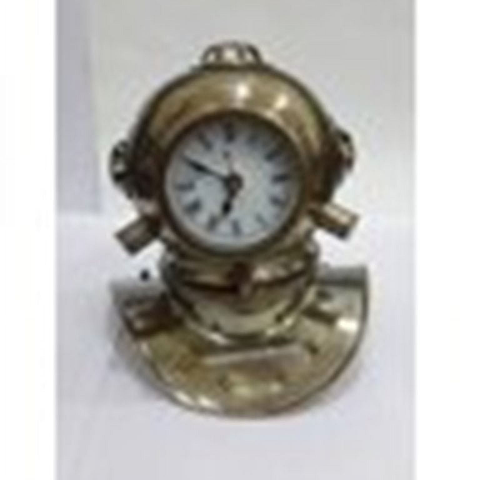 Thor Instruments Vintage Brass Divers Diving Helmet Desk Clock Nautical