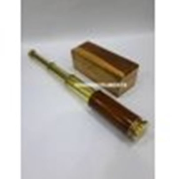 Thor Instruments Vintage Nautical Maritime 14" Brass Telescope Natural Wooden Box Home Decor Gift