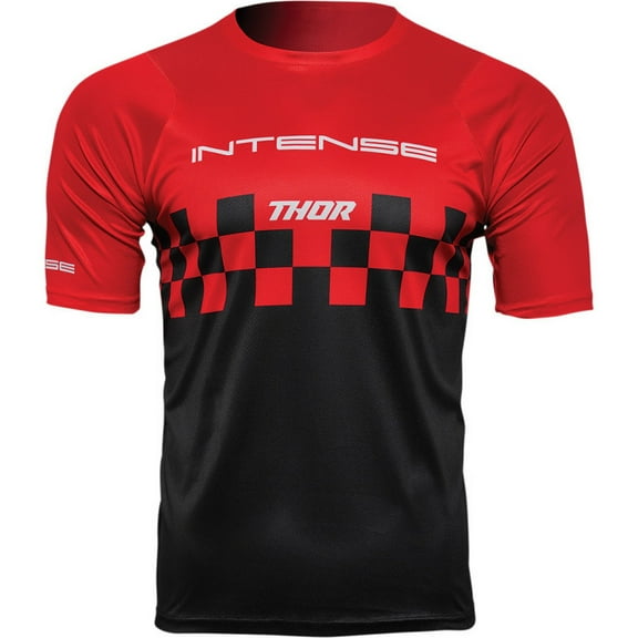Thor Intense Chex Mens MTB Mountain Bike Jersey Red/Black LG
