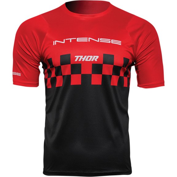 Thor Intense Chex Mens MTB Mountain Bike Jersey Red/Black XL