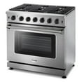 thumbnail image 1 of Thor Kitchen 36 Inch Professional 6 Burner Gas Range Oven, Stainless Steel, 1 of 10
