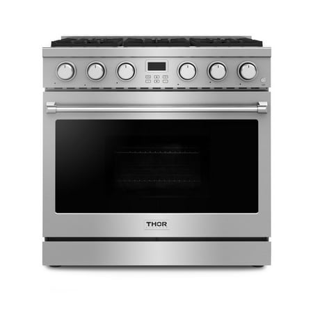 Thor Kitchen - 36 in. Wide 6 Burner 6.0 Cu. Ft. Freestanding LP Gas Convection Range - Stainless Steel