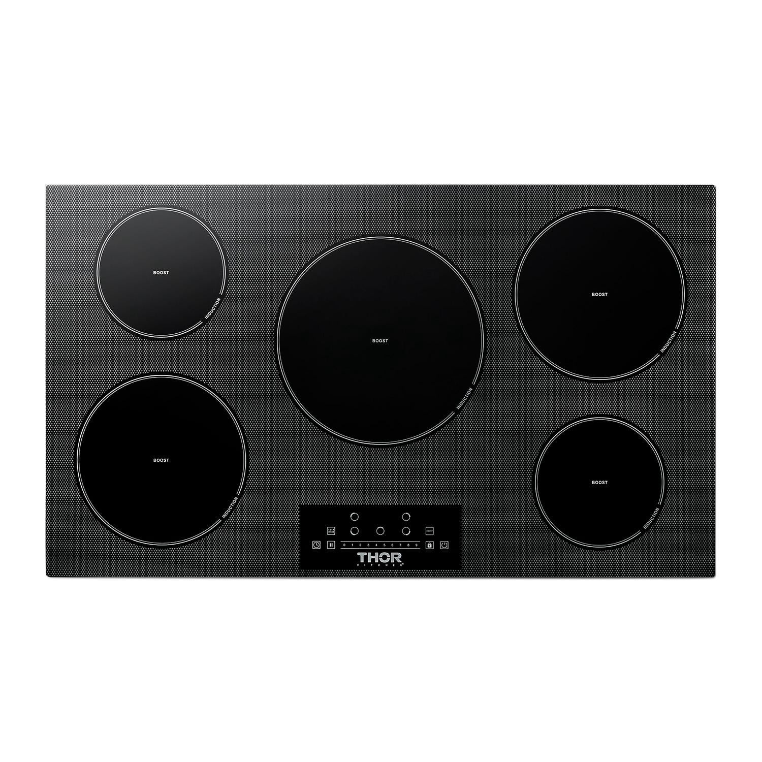 Thor Kitchen TIH36 36 inch Black 5 Burner Built-In Electric Induction Cooktop