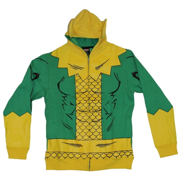 Thor (Marvel Comics) Loki Mens Hoodie Sweatshirt - Simple Loki Costume W/ Horns (Large)