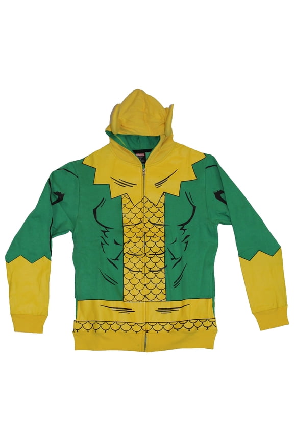 (Marvel Comics) Loki Mens Hoodie Sweatshirt - Simple Loki Costume W/ Horns (Small)
