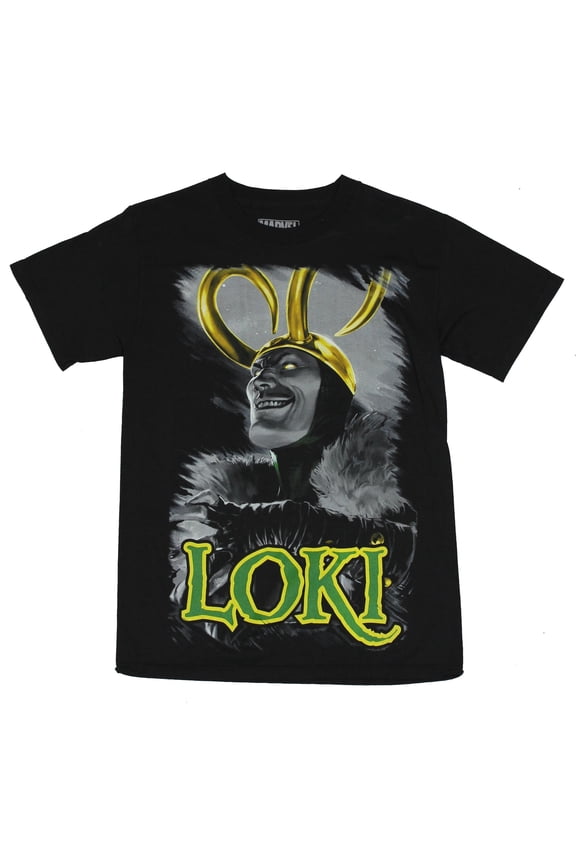 Thor (Marvel Comics) Mens T-Shirt - Giant Evil Loki Portrait (Small)