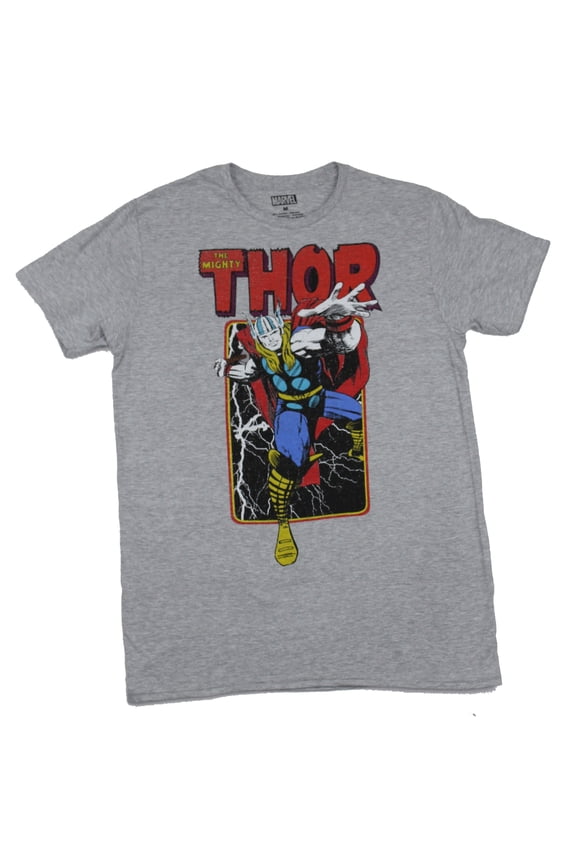 Thor (Marvel Comics) Mens T-Shirt - Old School Distressed Thor Box Under Name