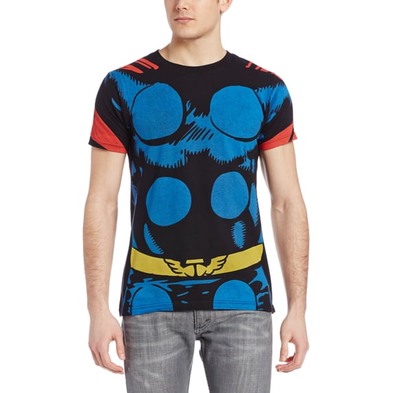 Thor (Marvel Comics) Mens T-Shirt - Simple Comic Costume Front Image (Small, Black)