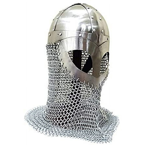 Thor Medieval Armor Viking Mask Chain Mail Helmet On Stand