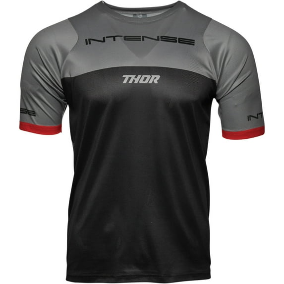 Thor Men's Black and Heather Gray Intense MTB Short Sleeve Jersey, XS
