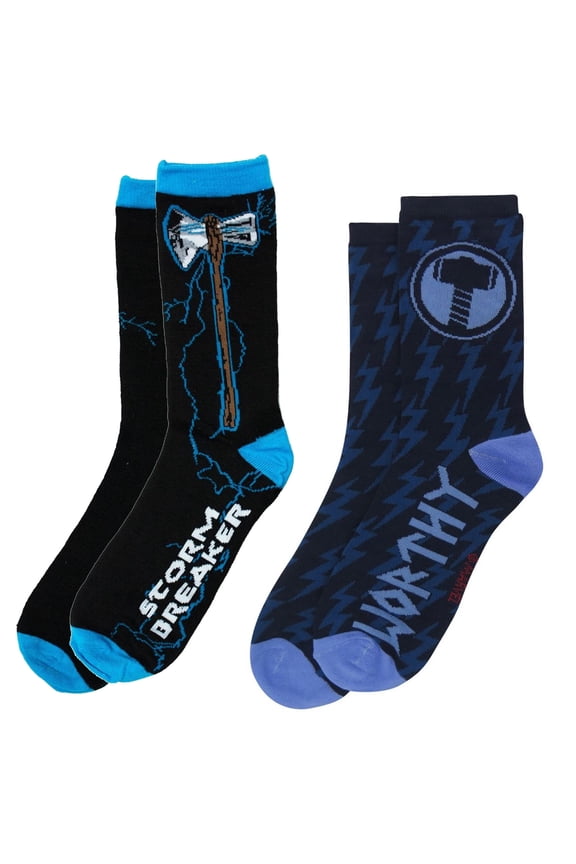 Mjolnir and Stormbreaker Crew Socks 2-Pair Pack
