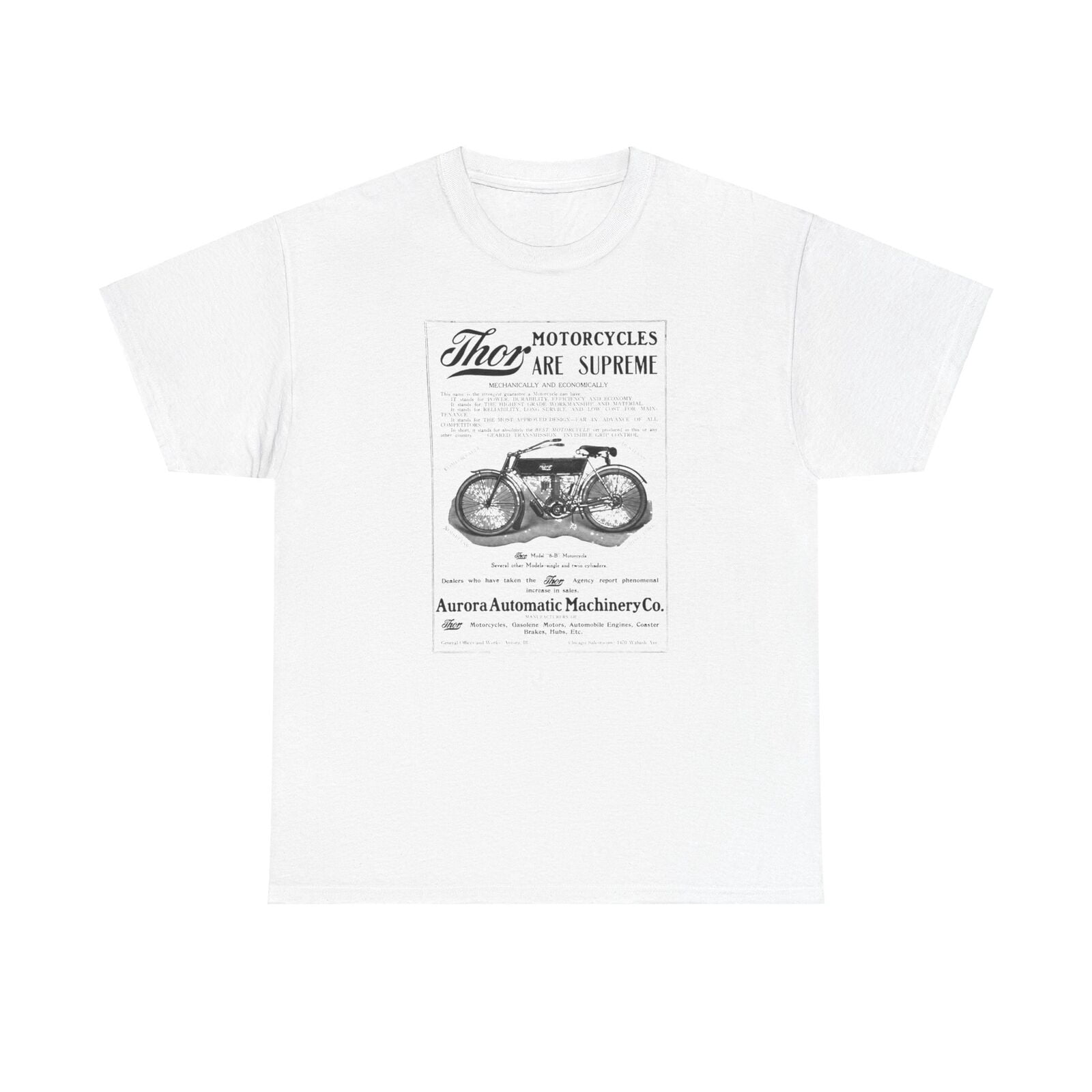 Thor Motorcycles Aurora Automatic Machinery Co Unisex Heavy Cotton Tee